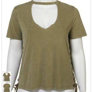Forever 21 Olive Side-Tie Choker-Cutout Top - Plus 3X (20)
